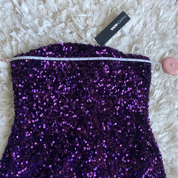 NWT Fashion Nova Sequin Strapless Purple Midi Dress - Picture 5 of 8